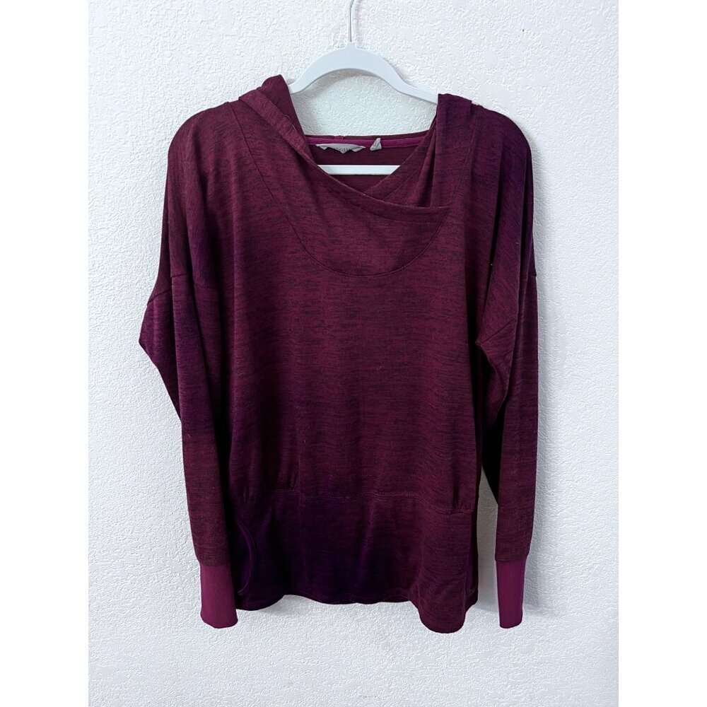 Athleta burgundy batwing robin cowl hoodie sweatshirt women size large